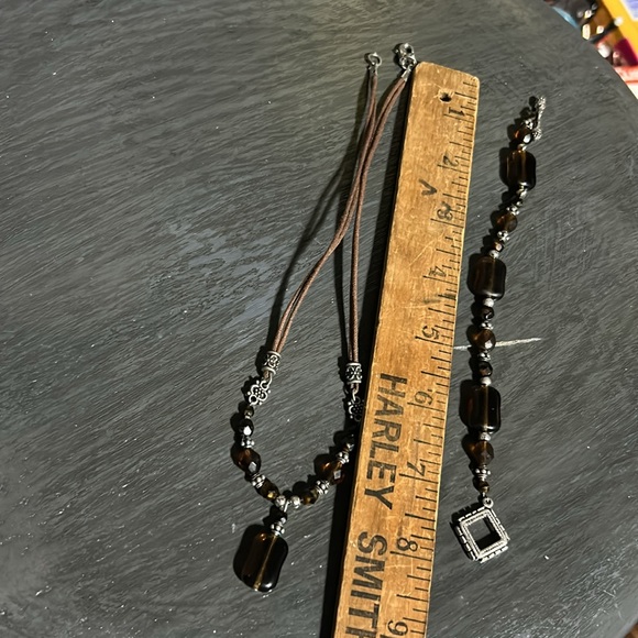 Vintage 90’s Y2K jewelry set brown, necklace and toggle bracelet - Picture 4 of 7
